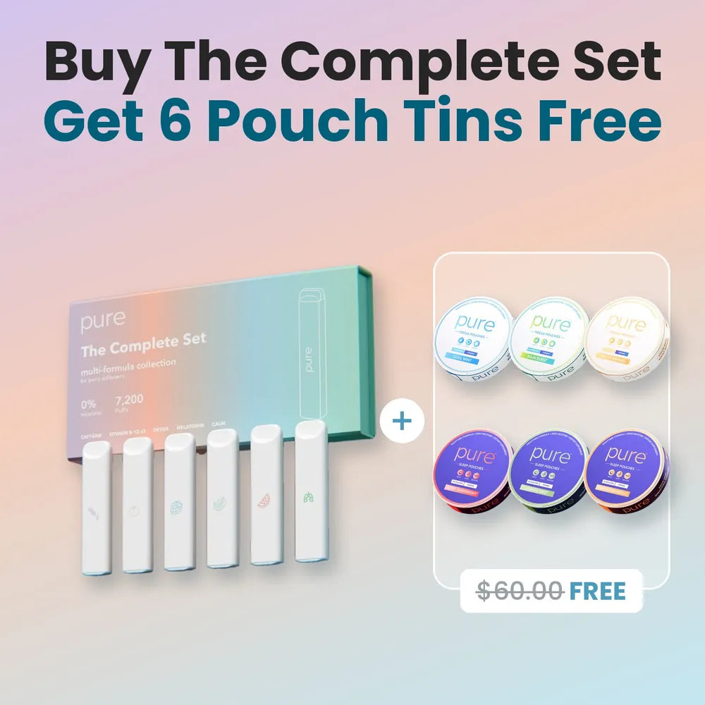 Everything in The Complete Set, with the 6 free pouch tins marked